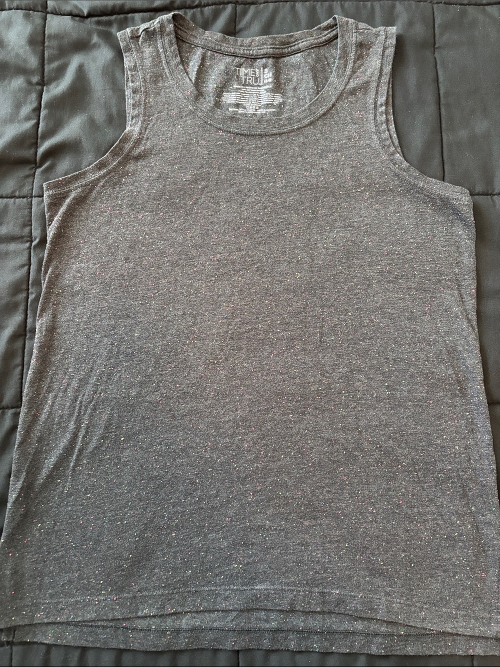 Time and Tru Charcoal Speckled Tank Top